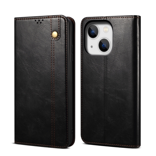  iPhone 14 Plus Fodral Flip Crazy Horse Svart