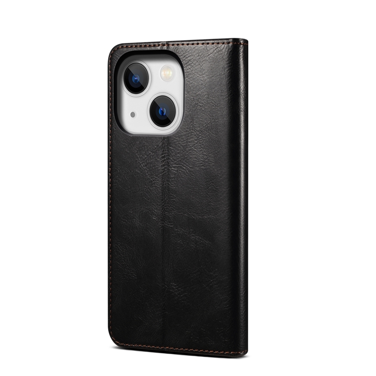  iPhone 14 Plus Fodral Flip Crazy Horse Svart