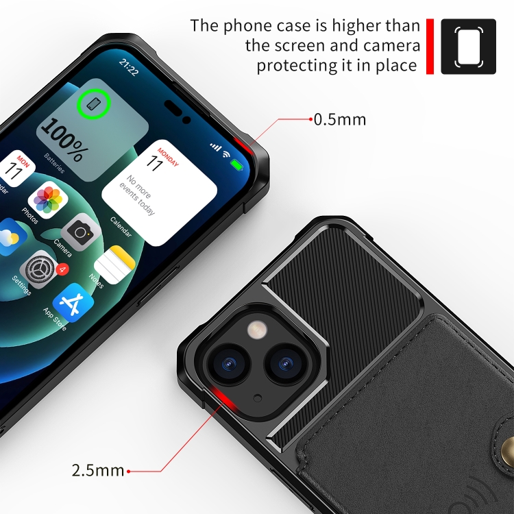  iPhone 14 Plus Skal Med Magnetiskt Plånbok Svart