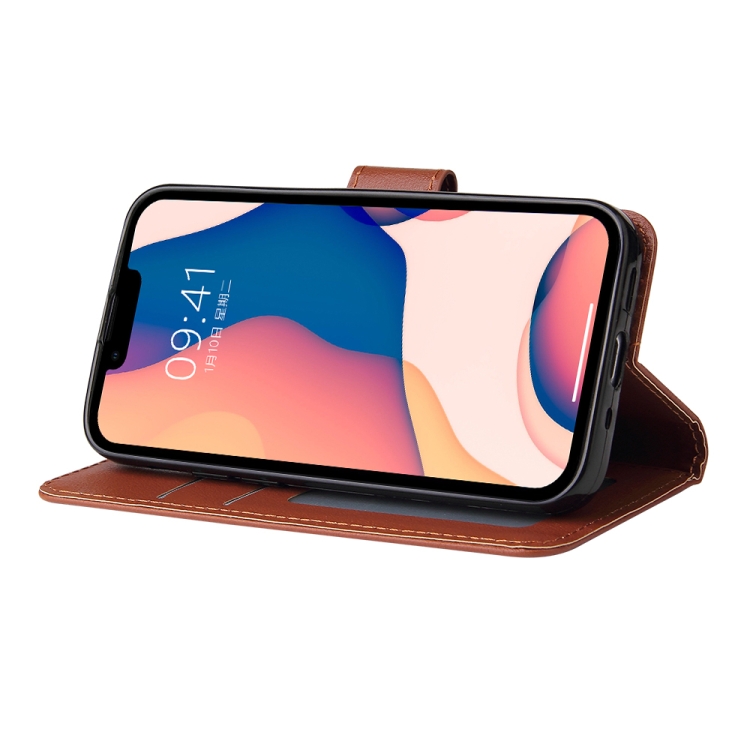  iPhone 14 Plus Fodral Läder Med Snodd Brun