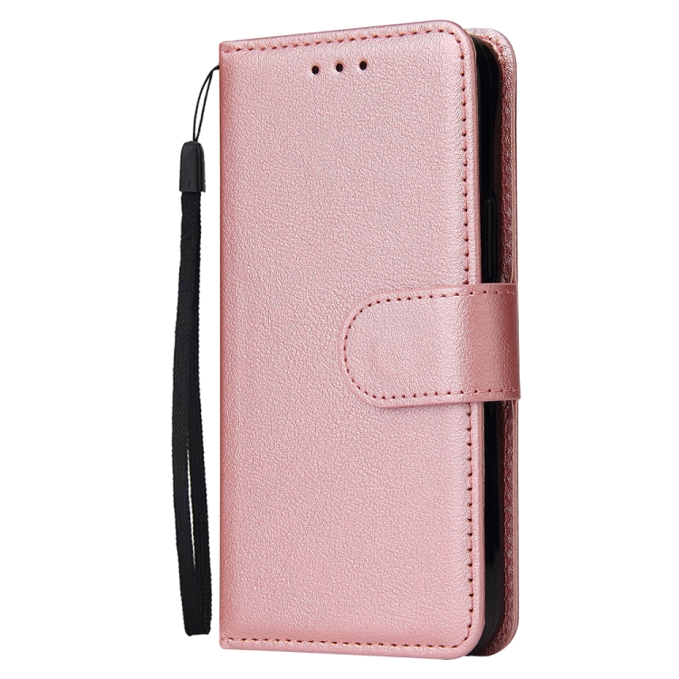  iPhone 14 Plus Fodral Läder Med Snodd Roséguld