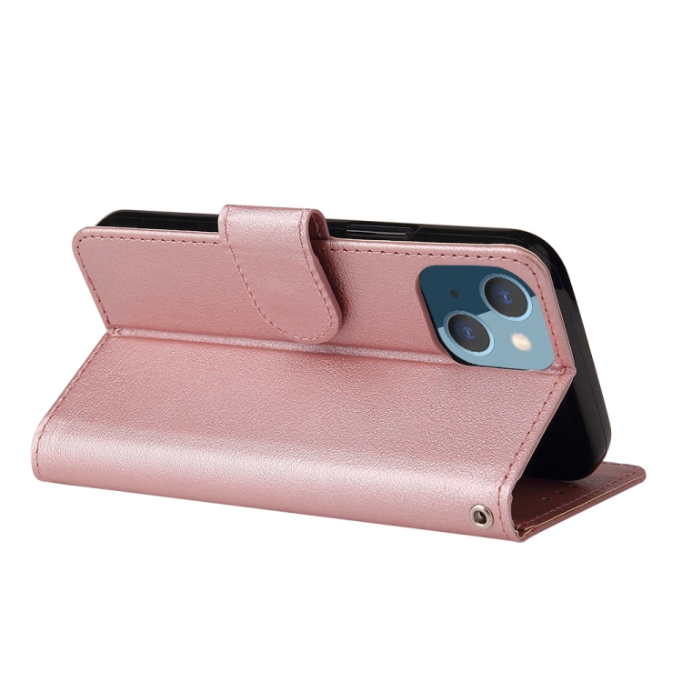  iPhone 14 Plus Fodral Läder Med Snodd Roséguld