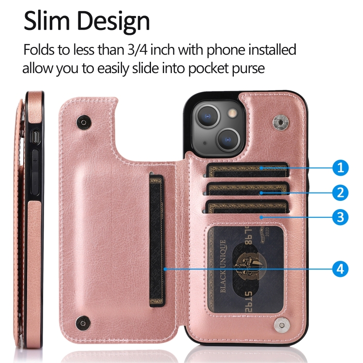 iPhone 14 Plus Skal Med Plånbok Roséguld