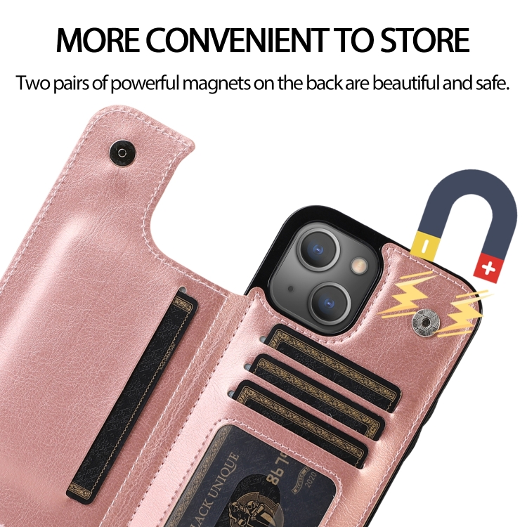  iPhone 14 Plus Skal Med Plånbok Roséguld