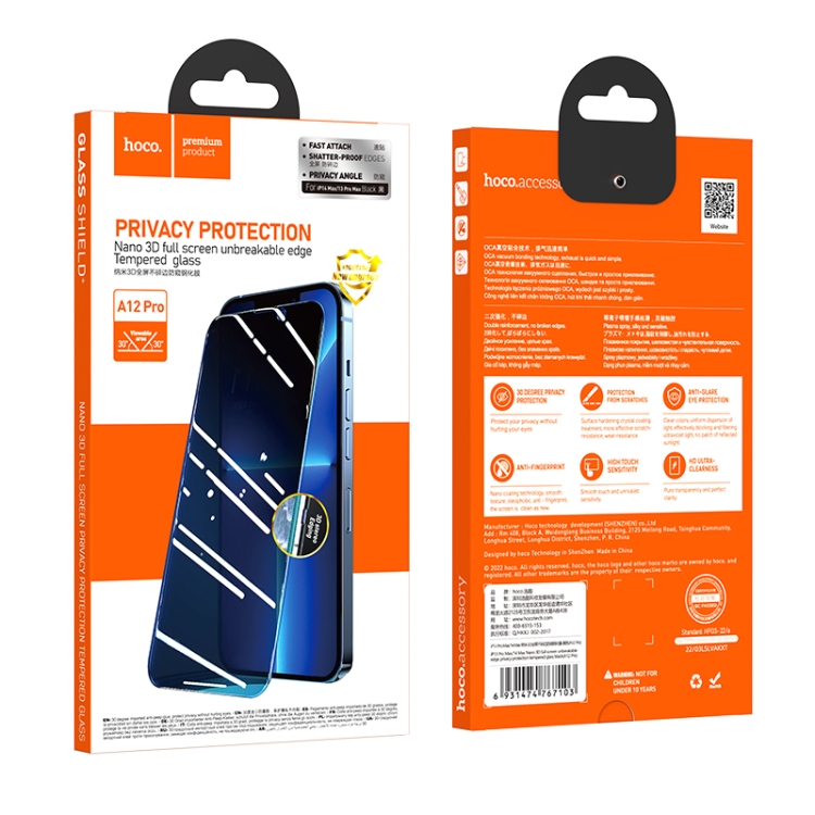 HOCO HOCO iPhone 14 Plus / 13 Pro Max Skärmskydd Nano 3D Privacy