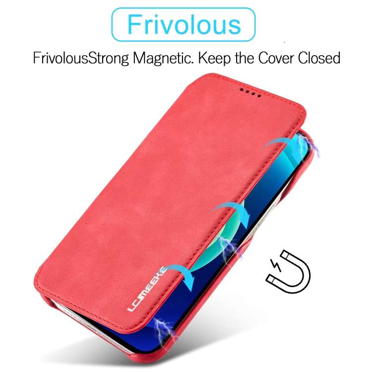 LC.IMEEKE LC.IMEEKE iPhone 14 Plus Fodral Flip Läder Röd