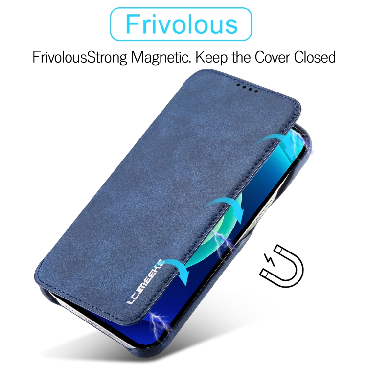 LC.IMEEKE LC.IMEEKE iPhone 14 Plus Fodral Flip Läder Blå