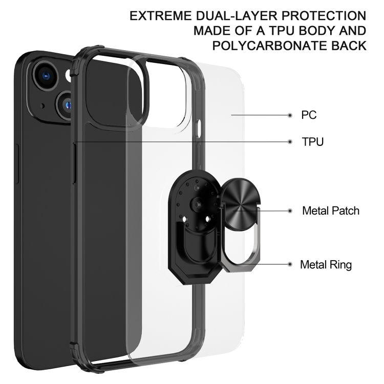  iPhone 14 Pro Skal Hybrid Armor Shockproof Ring Svart/Silver