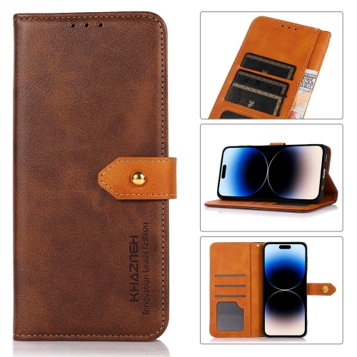 KHAZNEH KHAZNEH iPhone 14 Pro Fodral Dual-Color Läder Brun