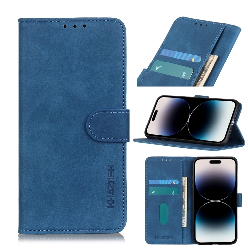KHAZNEH KHAZNEH iPhone 14 Pro Fodral Retro Läder Blå