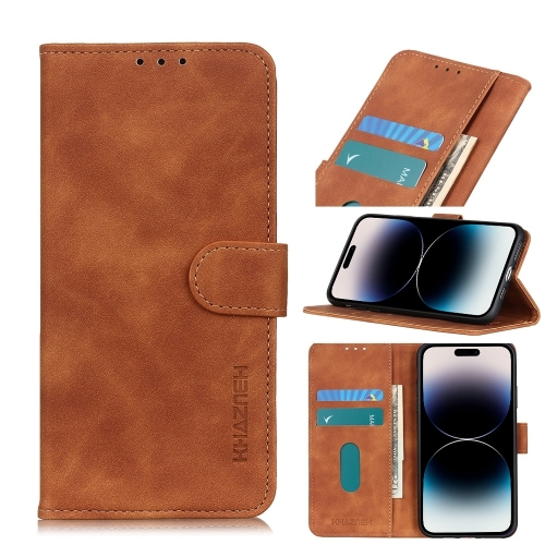 KHAZNEH KHAZNEH iPhone 14 Pro Fodral Retro Läder Brun