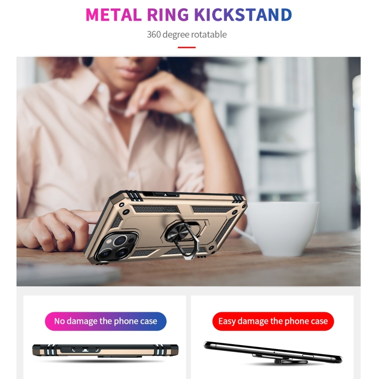  iPhone 14 Pro Skal Hybrid Armor Ring Guld