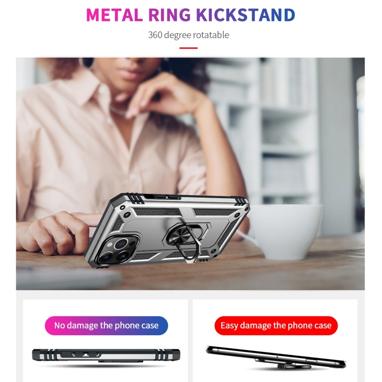  iPhone 14 Pro Skal Hybrid Armor Ring Silver