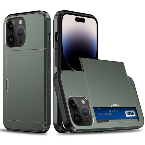  iPhone 14 Pro Skal Hybrid Med Kortfack Grön