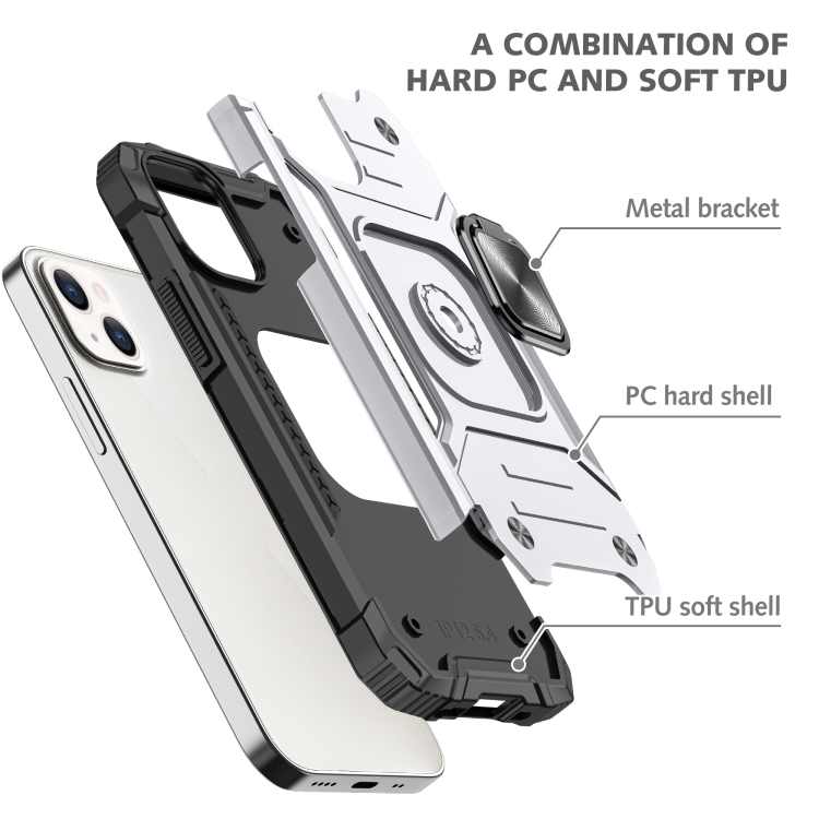  iPhone 14 Pro Skal Shockproof Hybrid Ring Silver
