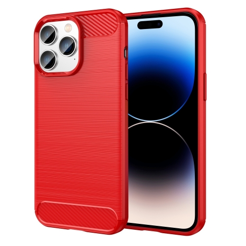  iPhone 14 Pro Skal Borstad Stål Textur Röd