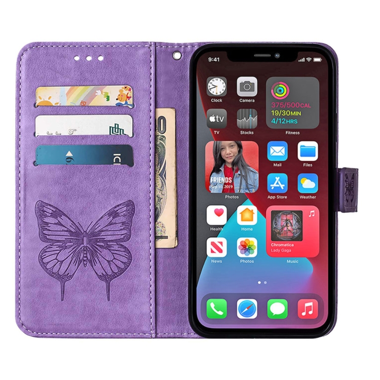  iPhone 14 Pro Fodral Med Tryckt Fjäril Lila