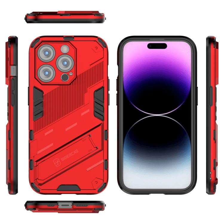  iPhone 14 Pro Skal Hybrid Med Kickstand Röd