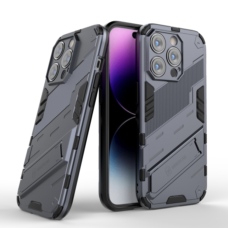  iPhone 14 Pro Skal Hybrid Med Kickstand Grå
