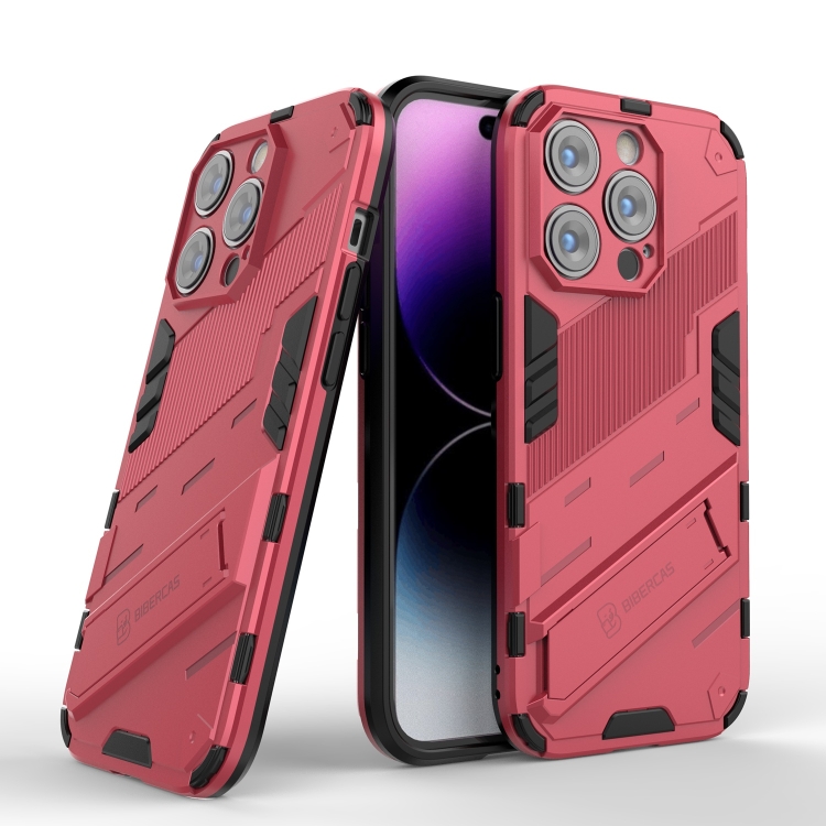  iPhone 14 Pro Skal Hybrid Med Kickstand Röd/Rosa