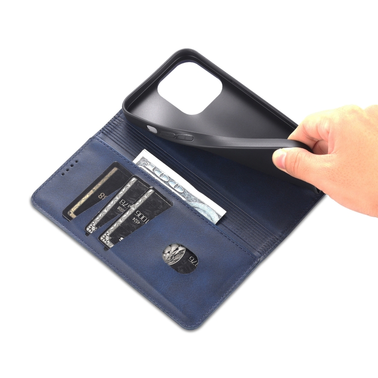 AZNS AZNS iPhone 14 Pro Fodral Flip Läder Mörk Blå