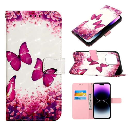  iPhone 14 Pro Fodral Med Tryck Rosa Fjäril