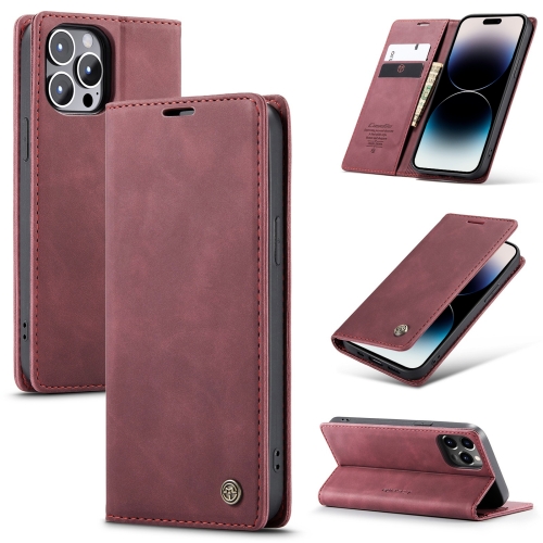 CASEME CASEME iPhone 14 Pro Fodral Retro Flip Vinröd