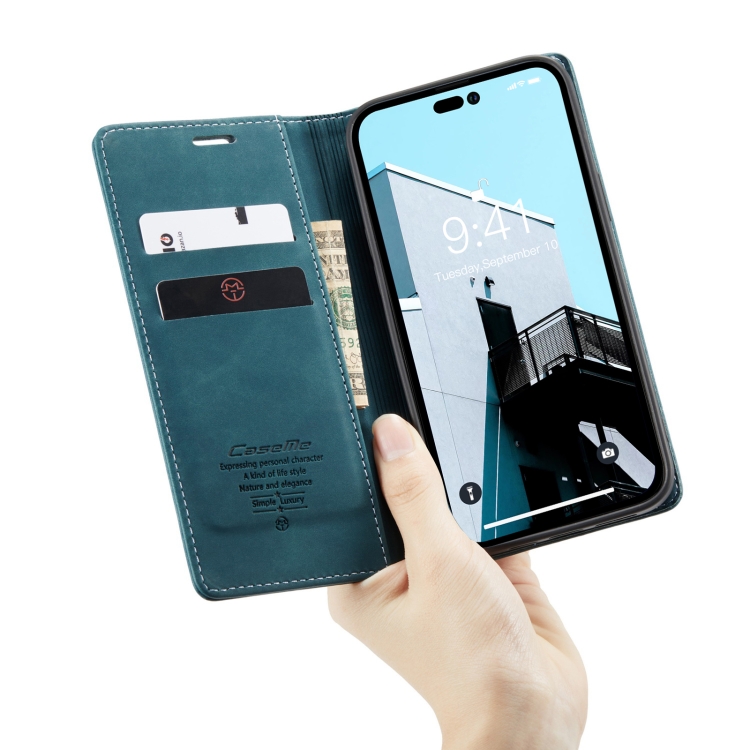 CASEME CASEME iPhone 14 Pro Fodral Retro Flip Blå