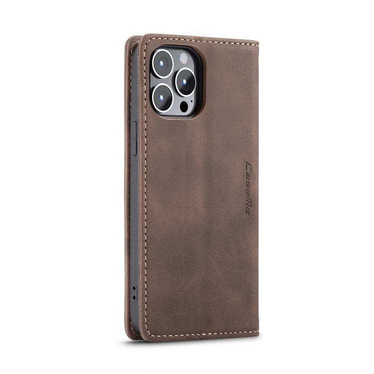 CASEME CASEME iPhone 14 Pro Fodral Retro Flip Mörk Brun