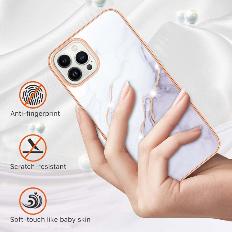  iPhone 14 Pro Skal Marmor Electroplate TPU
