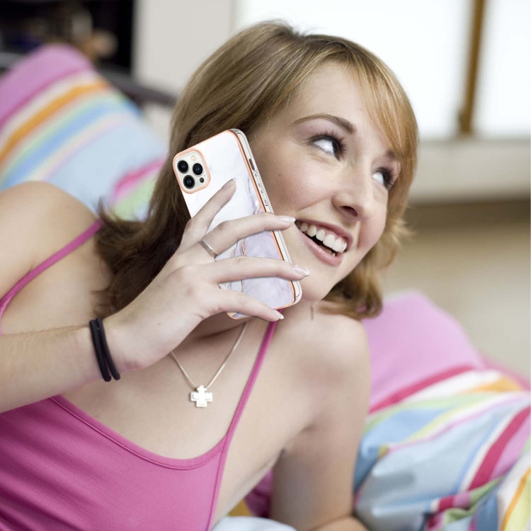  iPhone 14 Pro Skal Marmor Electroplate TPU