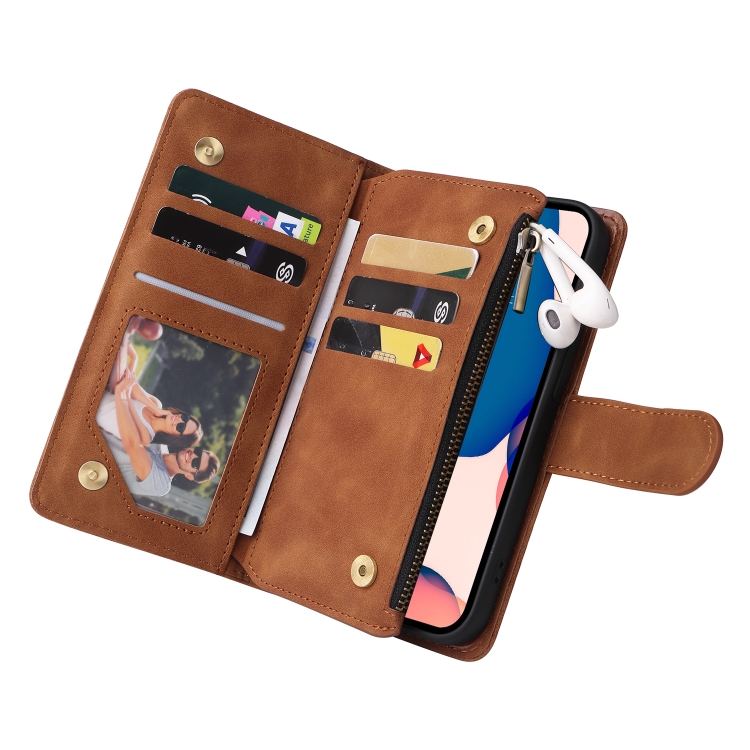  iPhone 14 Pro Fodral Flerfack Multifunktionell Brun