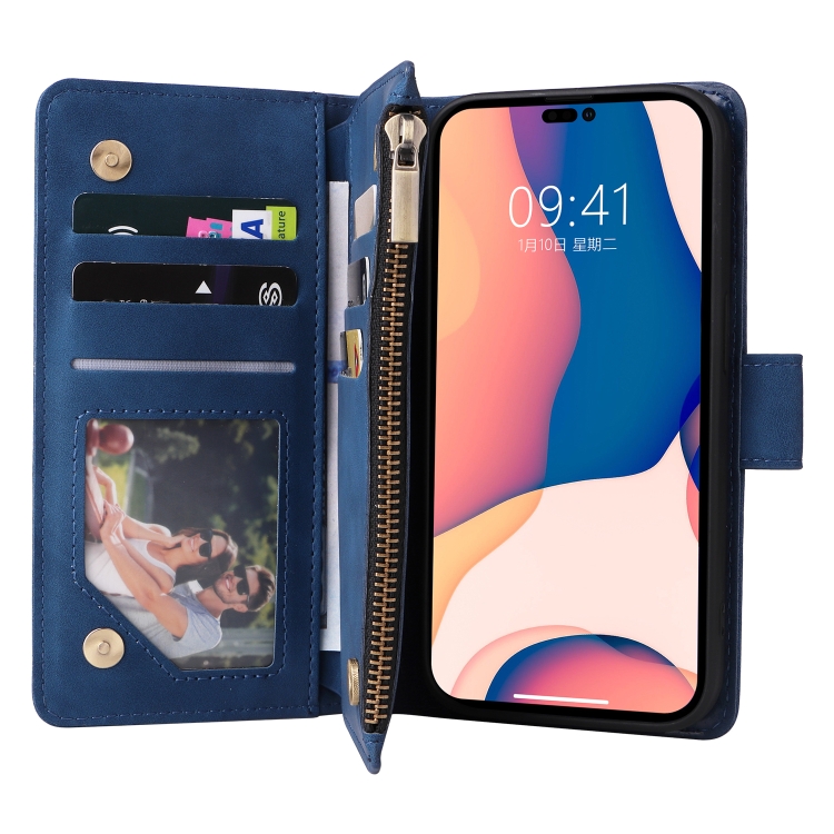  iPhone 14 Pro Fodral Flerfack Multifunktionell Blå