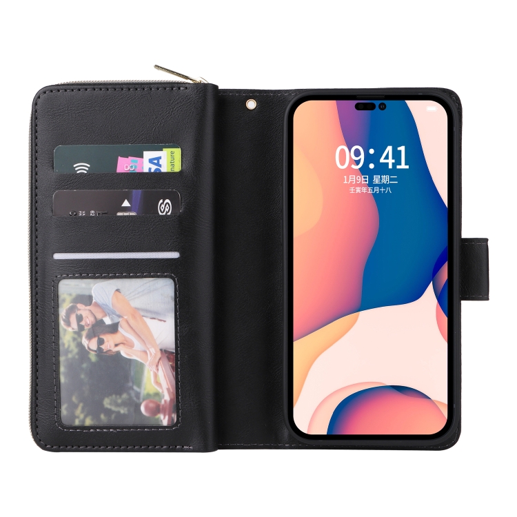  iPhone 14 Pro Fodral 9-Kort Multifunktionell Svart