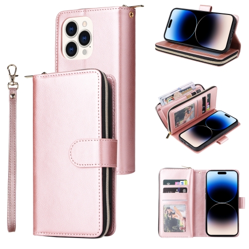  iPhone 14 Pro Fodral 9-Kort Multifunktionell Roséguld