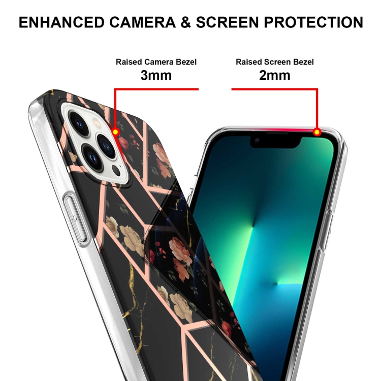  iPhone 14 Pro Skal Marmor TPU Svart