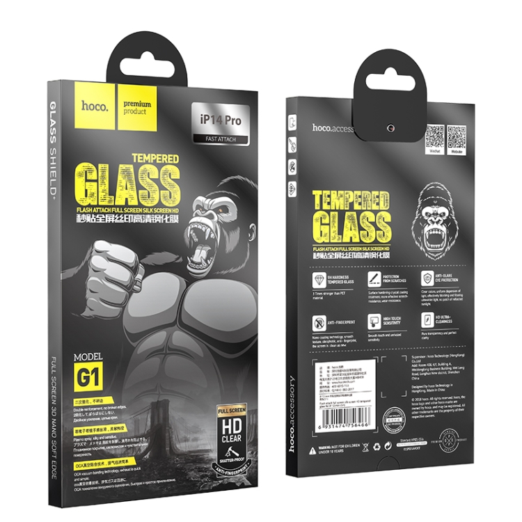 HOCO HOCO iPhone 14 Pro Skärmskydd Heltäckande Härdat Glas