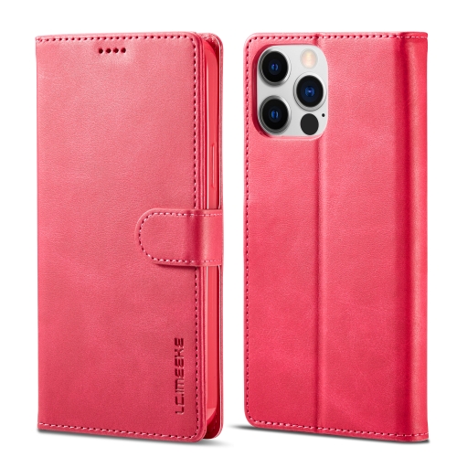 LC.IMEEKE LC.IMEEKE iPhone 14 Pro Fodral Läder Röd/Rosa