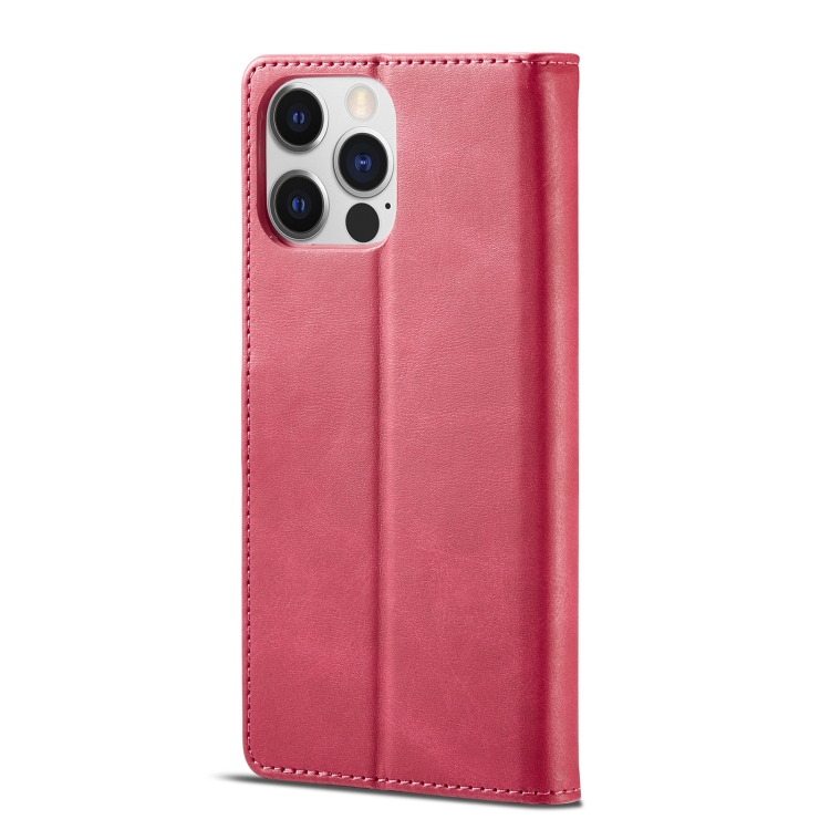 LC.IMEEKE LC.IMEEKE iPhone 14 Pro Fodral Läder Röd/Rosa