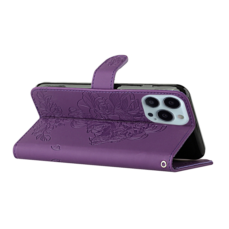  iPhone 14 Pro Fodral Tiger Tryck Lila