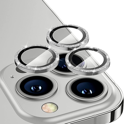 ENKAY ENKAY iPhone 14 Pro / 14 Pro Max Linsskydd Aluminium Glitter Silver