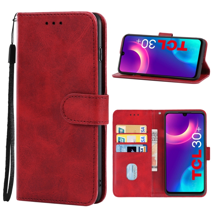  TCL 30+ (2022) Fodral Solid Läder Röd