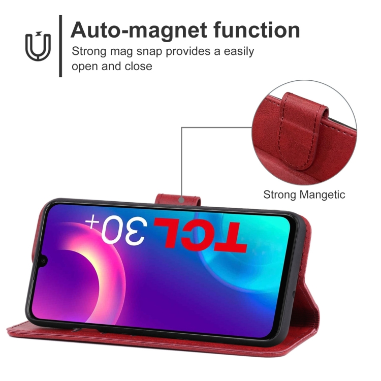  TCL 30+ (2022) Fodral Solid Läder Röd