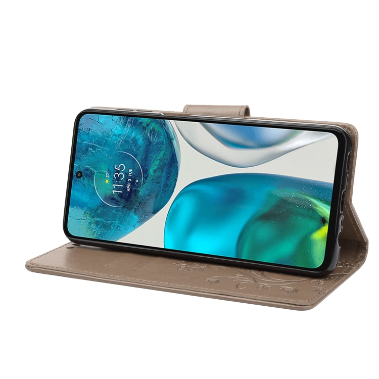  Motorola Moto G52/G82 Fodral Blommigt Tryck Grå