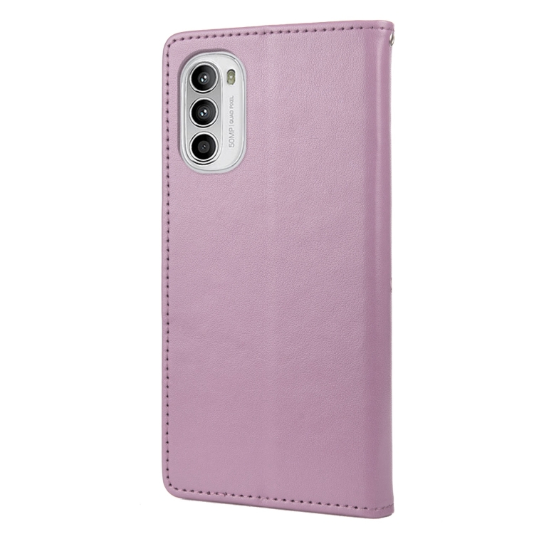  Motorola Moto G52/G82 Fodral Blommigt Tryck Ljus Lila