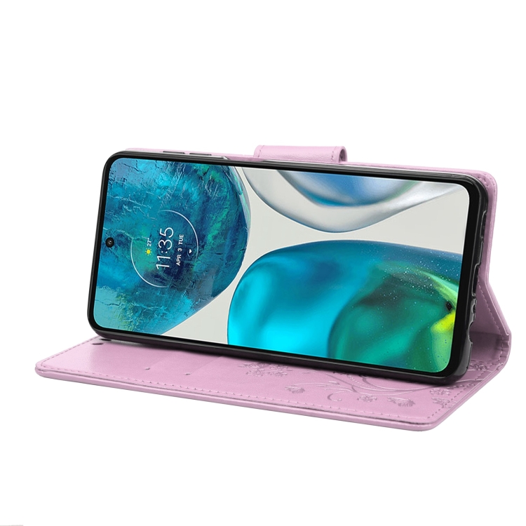  Motorola Moto G52/G82 Fodral Blommigt Tryck Ljus Lila