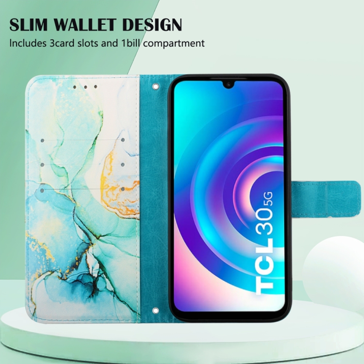  TCL 30+ (2022) Fodral Marmor Grön