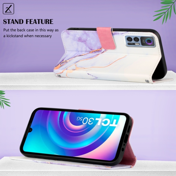  TCL 30+ (2022) Fodral Marmor Vit/Lila