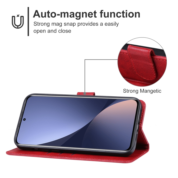  Xiaomi 13 5G Fodral Solid Läder Röd