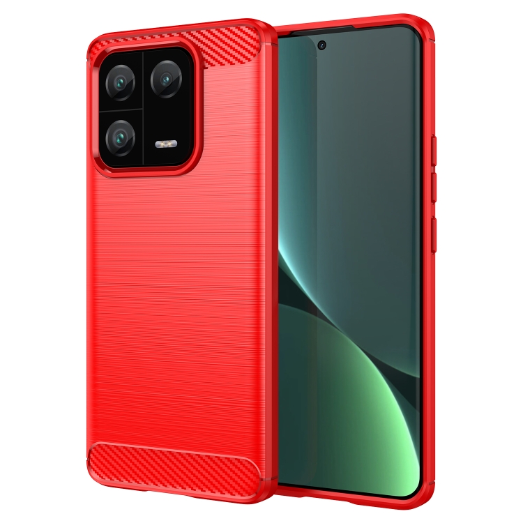  Xiaomi 13 Pro 5G Skal Borstad Stål Textur Röd